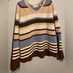 Blue,brown, beige and creme stripped sweater